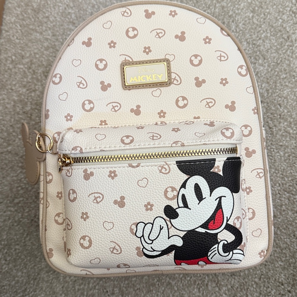 Prime mark Mickey Mouse Cream and Brown Backpack